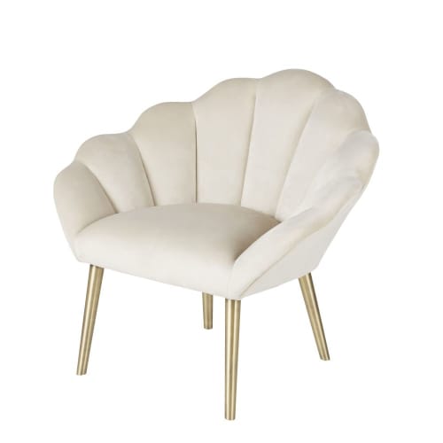 Canapés et fauteuils Fauteuils | Fauteuil coquillage en velours beige - BL69381
