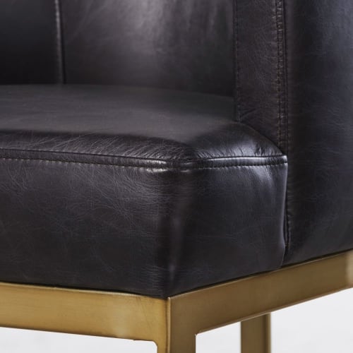 Fauteuil de bar en cuir noir et métal coloris laiton | Maisons du Monde Fauteuil de bar en cuir noir et métal coloris laiton | Maisons du Monde