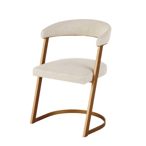 Canapés et fauteuils Fauteuils | Fauteuil écru chiné et métal coloris laiton - FH95067