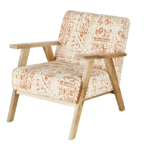 Canapés et fauteuils Fauteuils | Fauteuil en coton façon tapisserie multicolore et bois de manguier - EL18222