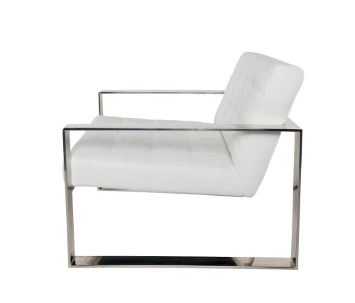 Fauteuil En Cuir Blanc Pieds En Metal Chrome Niero Maisons Du Monde