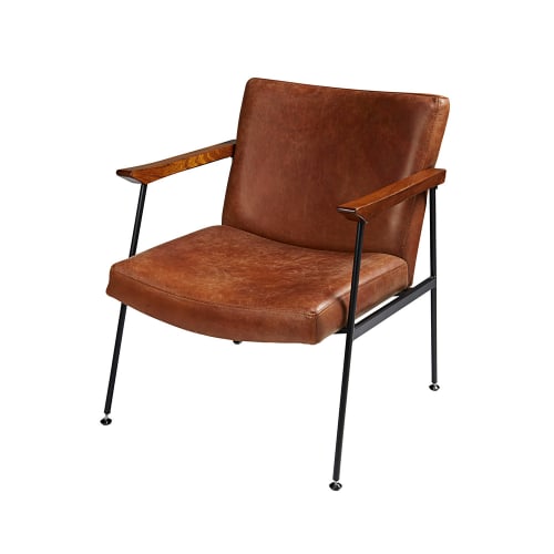 Canapés et fauteuils Fauteuils | Fauteuil en cuir de vachette marron vieilli - IG62886