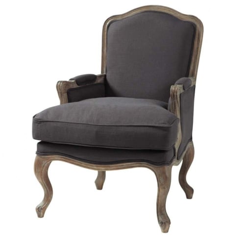 Fauteuil en lin taupe grisé Fauteuil en lin taupe grisé