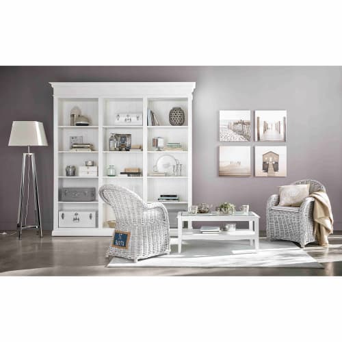 Fauteuil rotin rotin en Fauteuil grisé en en blanc rotin Fauteuil grisé blanc WEID2YH9