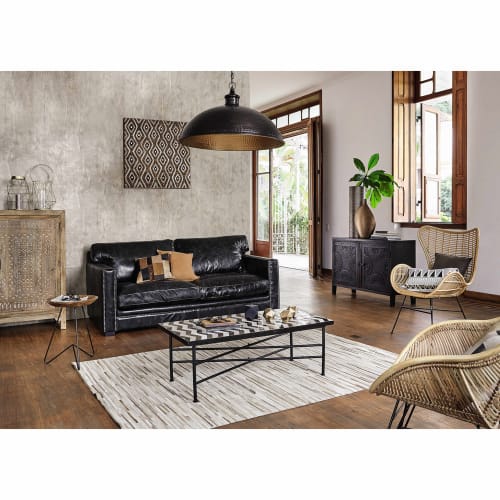 Canapés et fauteuils Fauteuils | Fauteuil en rotin et métal noir - LG54600