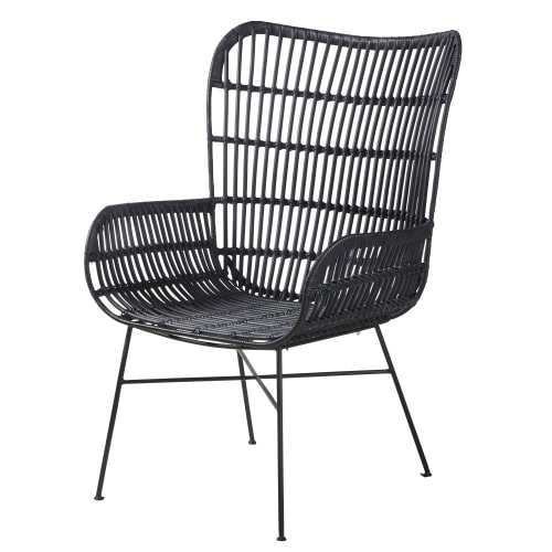 Canapés et fauteuils Fauteuils | Fauteuil en rotin et métal noirs - MV42287