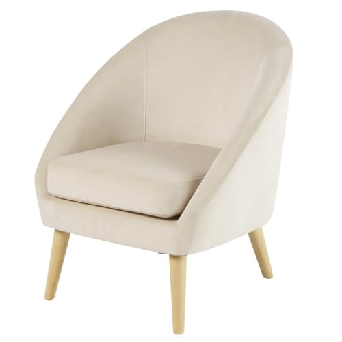 Canapés et fauteuils Fauteuils | Fauteuil en velours beige - SG33249