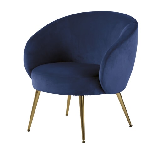 Canapés et fauteuils Fauteuils | Fauteuil en velours bleu nuit - KM48000