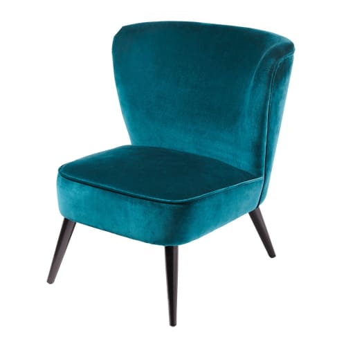 Canapés et fauteuils Fauteuils | Fauteuil en velours de coton bleu pétrole - GO67571