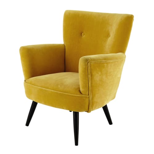 Canapés et fauteuils Fauteuils | Fauteuil en velours jaune - KL09691