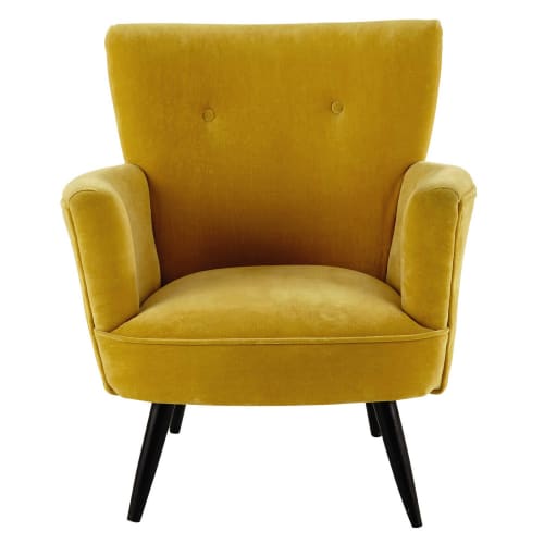 Canapés et fauteuils Fauteuils | Fauteuil en velours jaune - KL09691