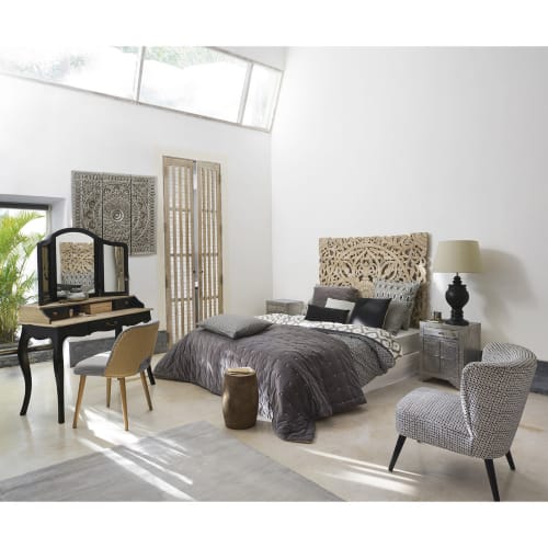 Canapés et fauteuils Fauteuils | Fauteuil en velours motifs noirs et blancs - HZ35405