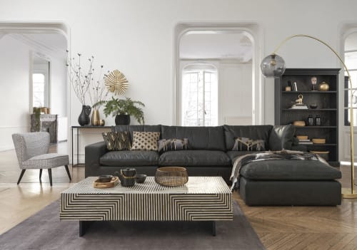 Canapés et fauteuils Fauteuils | Fauteuil en velours motifs noirs et blancs - HZ35405