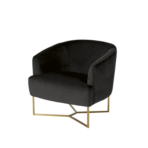 Canapés et fauteuils Fauteuils | Fauteuil en velours noir - CV02686