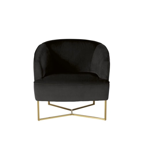 Canapés et fauteuils Fauteuils | Fauteuil en velours noir - CV02686