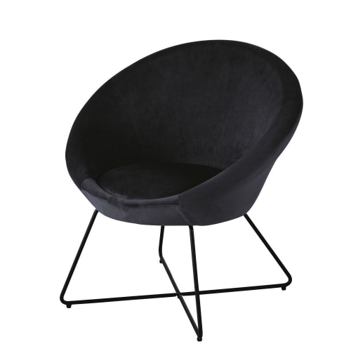 Canapés et fauteuils Fauteuils | Fauteuil en velours noir - ZF66206