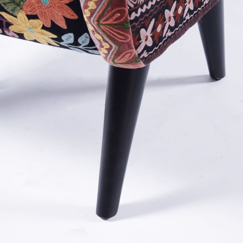 Canapés et fauteuils Fauteuils | Fauteuil en velours noir brodé - CG42555