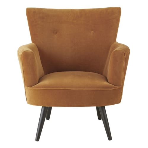 Canapés et fauteuils Fauteuils | Fauteuil en velours orange écureuil - OD16709