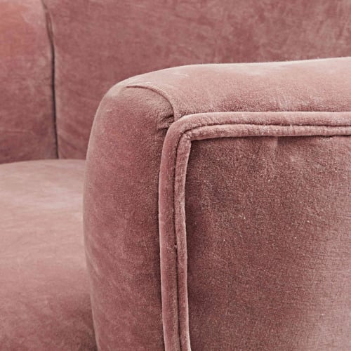 Canapés et fauteuils Fauteuils | Fauteuil en velours rose et pieds en chêne - SB40359