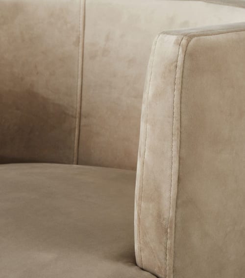 Canapés et fauteuils Fauteuils | Fauteuil en velours taupe pieds en métal coloris laiton - XF01299