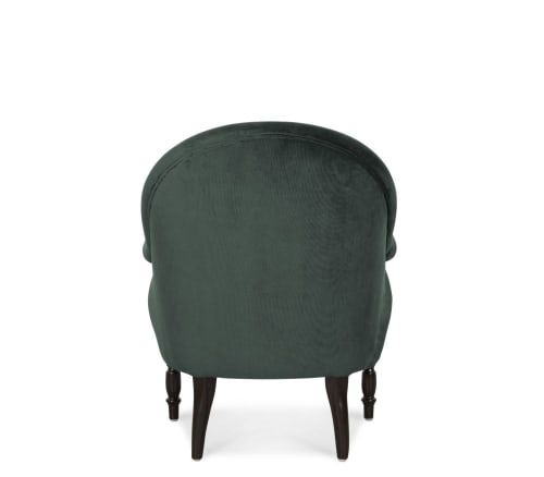 Canapés et fauteuils Fauteuils | Fauteuil en velours vert et pieds en bouleau noir - LJ72363