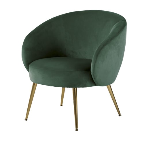 Canapés et fauteuils Fauteuils | Fauteuil en velours vert forêt - VA58219