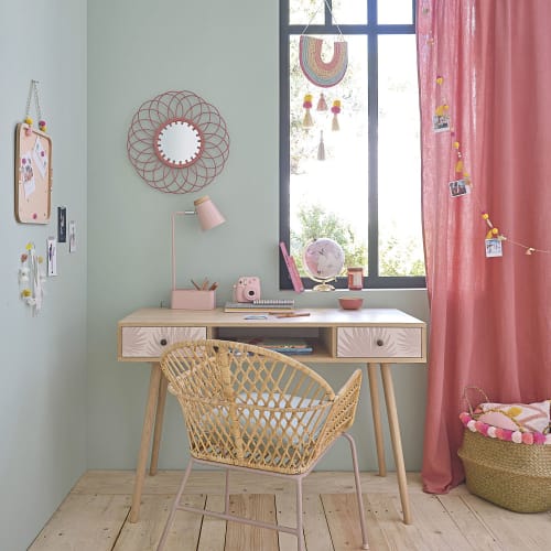 Fauteuil Enfant En Rotin Et Metal Rose Ysee Maisons Du Monde