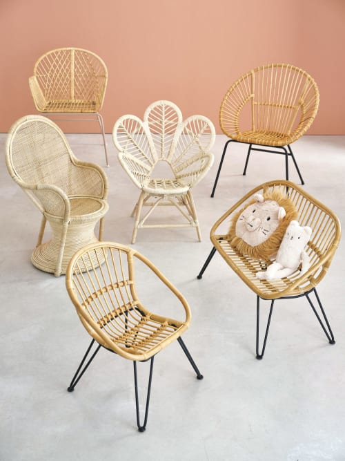 Fauteuil Enfant En Rotin Et Metal Rose Ysee Maisons Du Monde