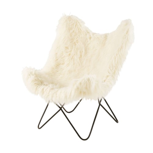 Canapés et fauteuils Fauteuils | Fauteuil imitation fourrure ivoire - PP06070