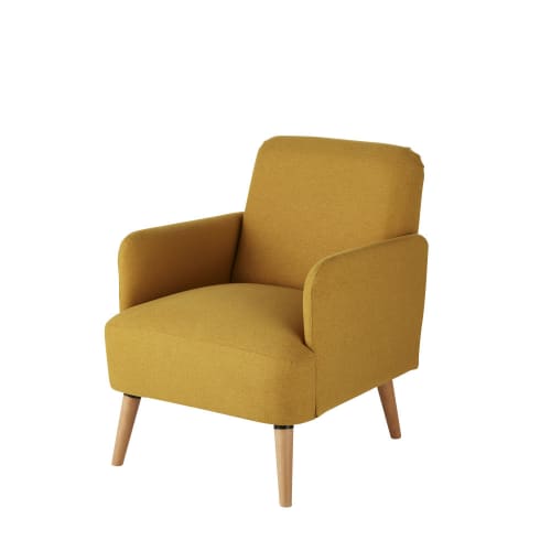 Canapés et fauteuils Fauteuils | Fauteuil jaune et hêtre - GY55598