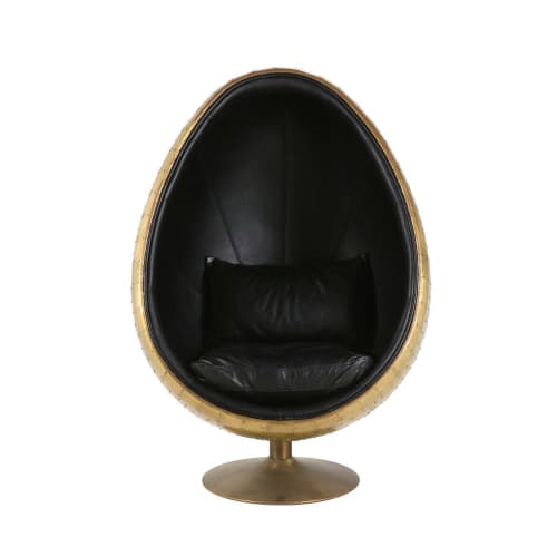 Canapés et fauteuils Fauteuils | Fauteuil œuf indus en cuir noir - YI55315