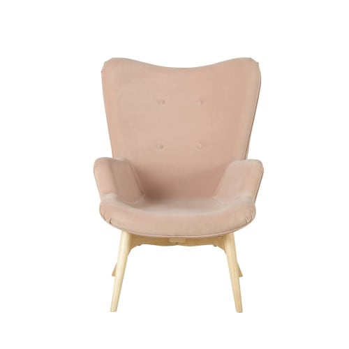 Fauteuil style scandinave en velours rose clair | Maisons du Monde Fauteuil style scandinave en velours rose clair | Maisons du Monde