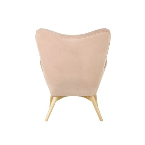Fauteuil style scandinave en velours rose clair | Maisons du Monde Fauteuil style scandinave en velours rose clair | Maisons du Monde