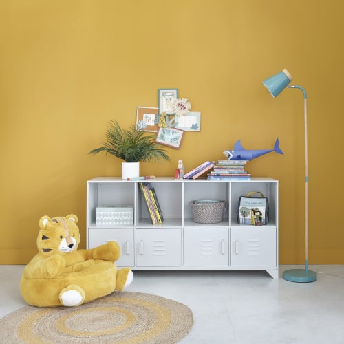 Fauteuil Tigre Jaune Moutarde Ecru Et Gris Anthracite Safari Maisons Du Monde