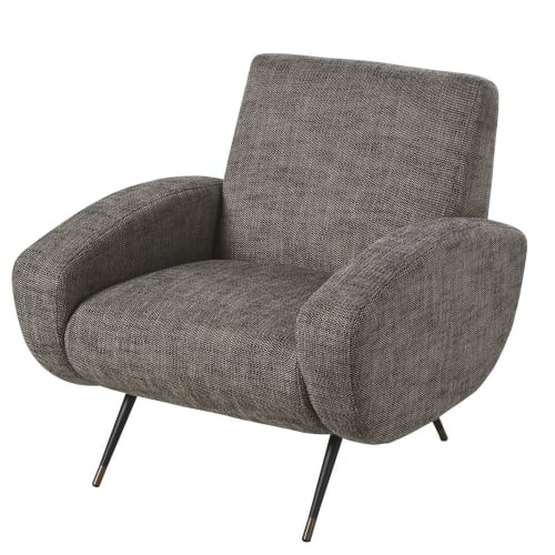 Fauteuil Vintage Gris Et Métal Noir