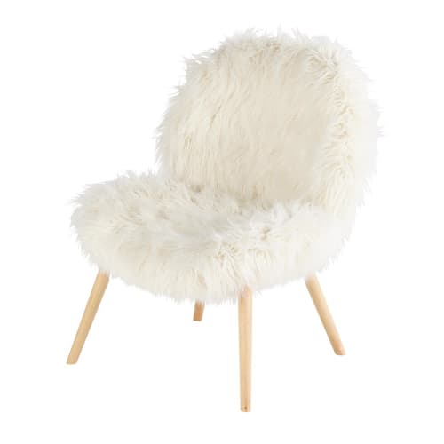 Canapés et fauteuils Fauteuils | Fauteuil vintage imitation fourrure blanche - QL82784