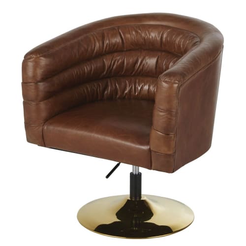 Canapés et fauteuils Fauteuils | Fauteuil vintage pivotant en cuir marron - ZK97423