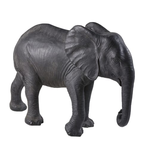 Garten Garten dekorative Objekte | Figur Elefant, matt schwarz H72 - HP97496