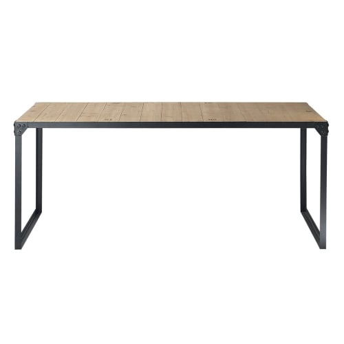 Fir Wood and Metal Industrial 8-Seater Dining Table L 180