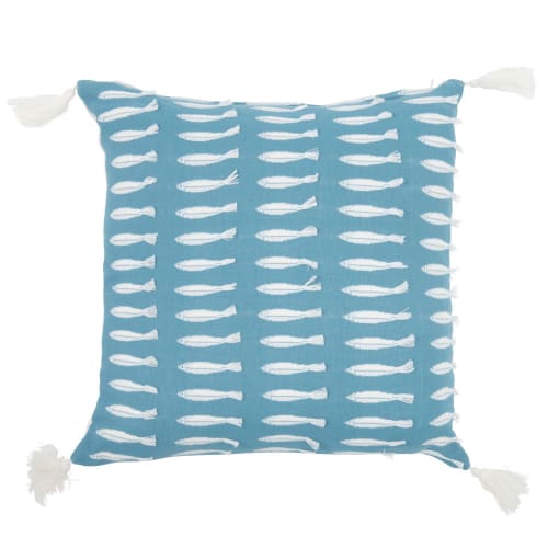 Fodera di cuscino in cotone stampa pesci, 40x40 cm