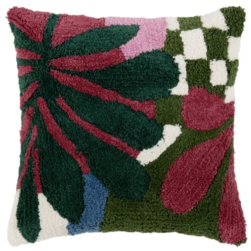 Fodera per cuscino in cotone taftato verde, blu e rosa 40x40 cm