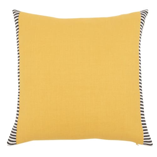 Fodera per cuscino in cotone testurizzato giallo con motivo a righe nere e bianche 40x40 cm
