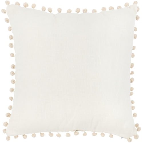 Fodera per cuscino in lino bianco con pompon 40x40 cm