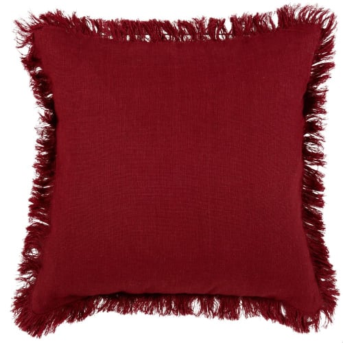 Fodera per cuscino in lino con frange rosa 40x40 cm