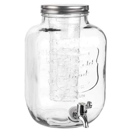 Fontaine à Boisson Jars avec robinet 4 tasses plastique transparent pot Distributeur de boissons pour servir les boisson froides Pour Bureau Partie Bar Restaurant 4,4L 