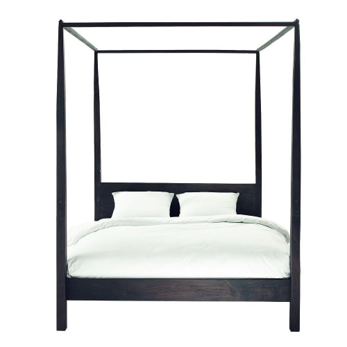 Four Poster Solid Acacia Wood King Size, Black Metal Four Poster Bed King Size
