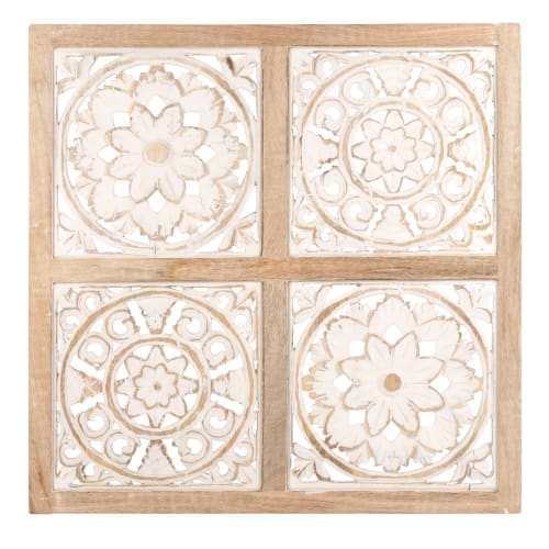 Fretwork White and Beige Mango Wood Wall Art 68x68 Maisons du Monde
