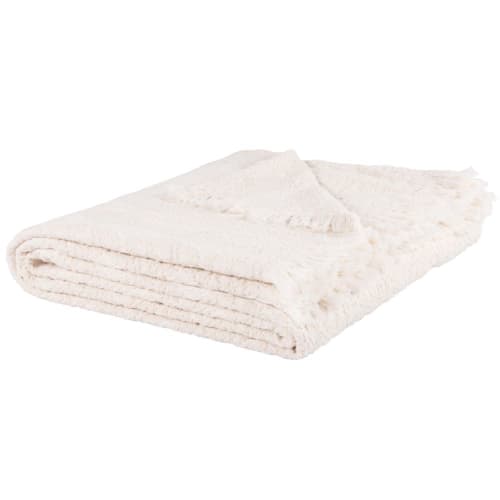 Soft furnishings and rugs Throws & blankets | Fringed ecru organic cotton throw 160x210cm - MJ39919