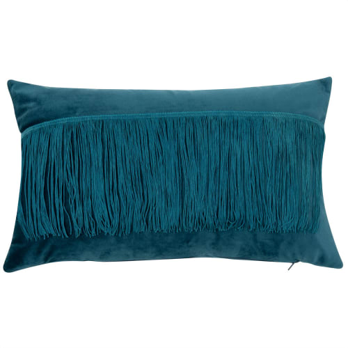 Fringed Emerald Green Cushion Cover 30x50 Maisons du Monde