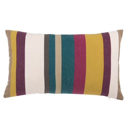 Soft furnishings and rugs Cushions & covers | Fuchsia pink, blue and yellow woven cotton cushion cover 30x50cm - TB16674